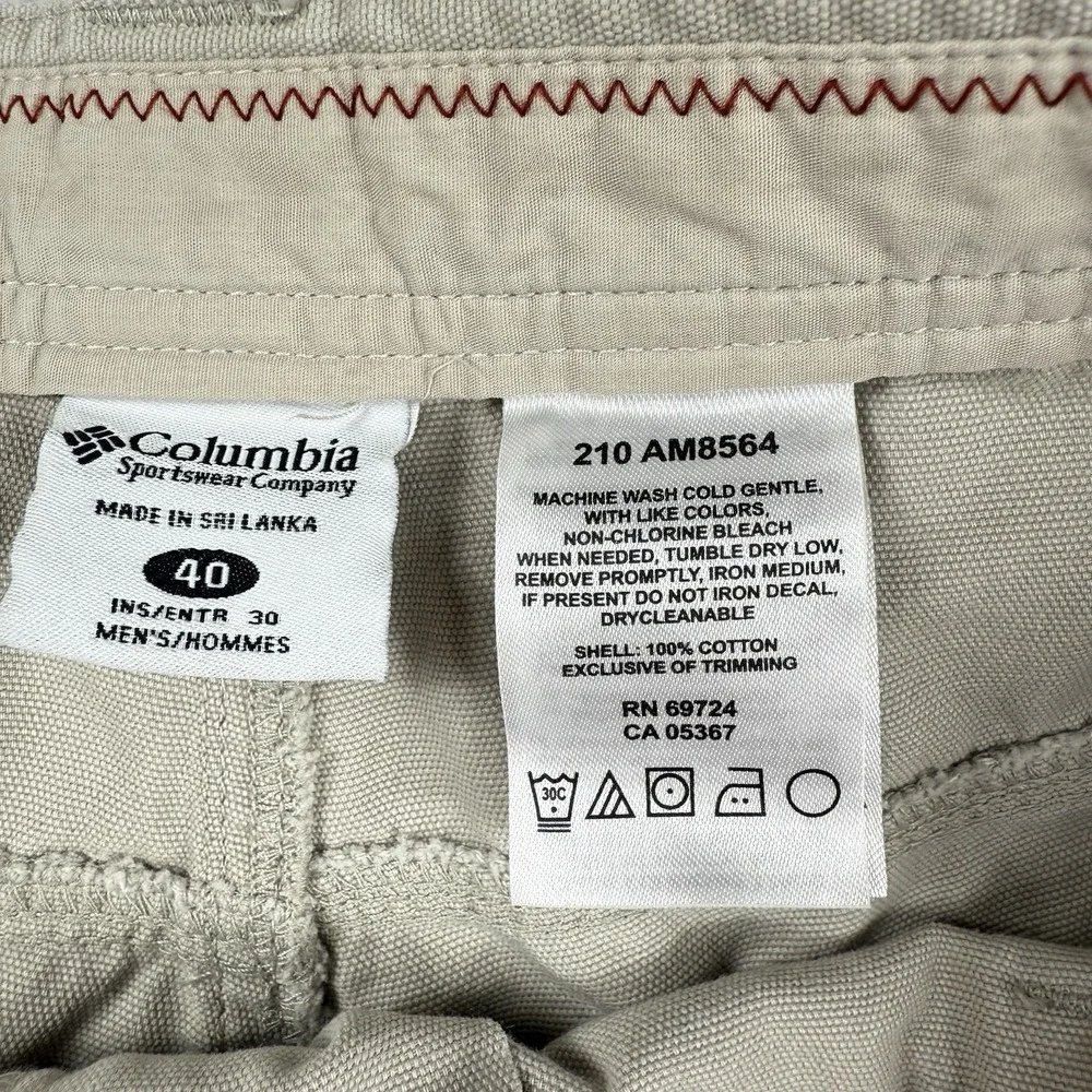 Columbia Outdoor Pants Men's 40x30‎ Khaki Omni-Shield Hiking Utility Cotton